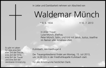 Anzeige von Waldemar Münch von MGO