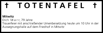 Anzeige von Totentafel vom 13.07.2013 von MGO