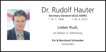Anzeige von Rudolf Hauter von MGO
