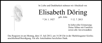 Anzeige von Elisabeth Döring von MGO