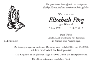 Anzeige von Elisabeth Förg von MGO