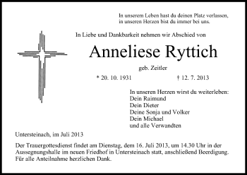 Anzeige von Anneliese Ryttich von MGO