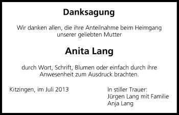 Anzeige von Anita Lang von MGO