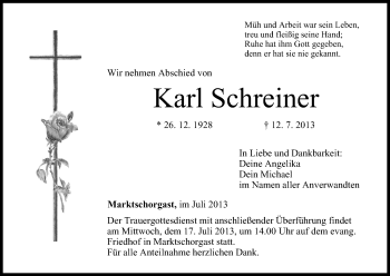 Anzeige von Karl Schreiner von MGO