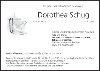 Anzeige von Dorothea Schug von MGO