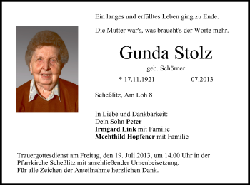 Anzeige von Gunda Stolz von MGO