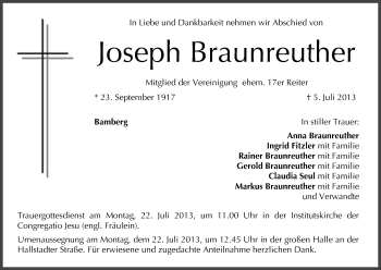 Anzeige von Joseph Braunreuther von MGO