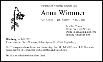 Anzeige von Anna Wimmer von MGO