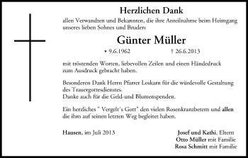 Anzeige von Günter Müller von MGO