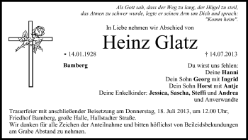 Anzeige von Heinz Glatz von MGO