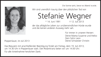 Anzeige von Stefanie Wegner von MGO