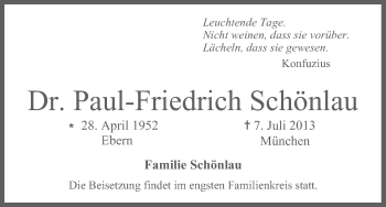 Anzeige von Paul-Friedrich Schönlau von MGO