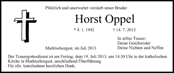 Anzeige von Horst Oppel von MGO