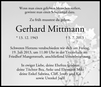 Anzeige von Gerhard Mittmann von MGO