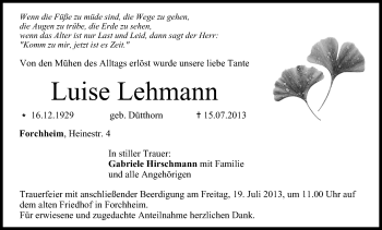 Anzeige von Luise Lehmann von MGO