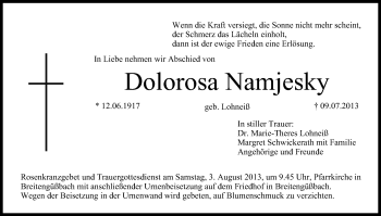Anzeige von Dolorosa Namjesky von MGO