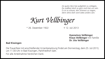 Anzeige von Kurt Vellbinger von MGO