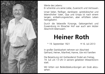 Anzeige von Heiner Roth von MGO