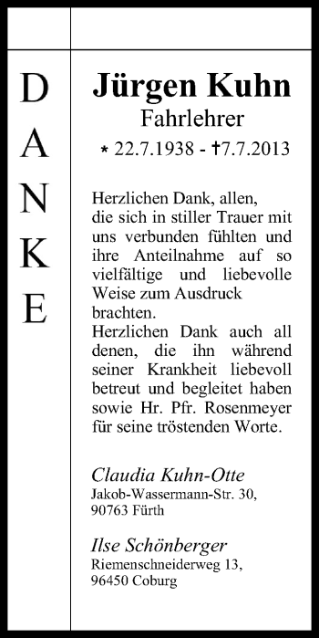 Anzeige von Jürgen Kuhn von MGO