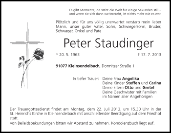 Anzeige von Peter Staudinger von MGO