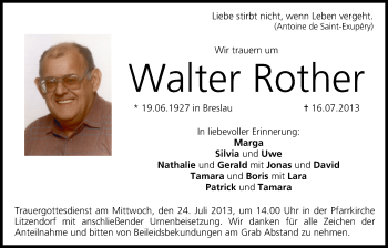 Anzeige von Walter Rother von MGO