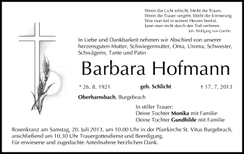 Anzeige von Barbara Hofmann von MGO