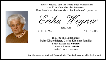 Anzeige von Erika Wegner von MGO