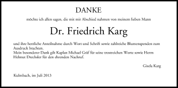 Anzeige von Friedrich Karg von MGO