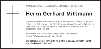 Anzeige von Gerhard Mittmann von MGO