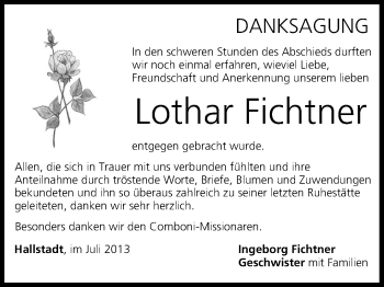 Anzeige von Lothar Fichtner von MGO