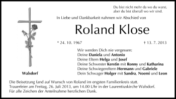 Anzeige von Roland Klose von MGO