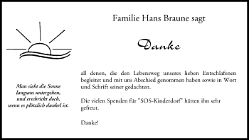 Anzeige von Hans Braune von MGO