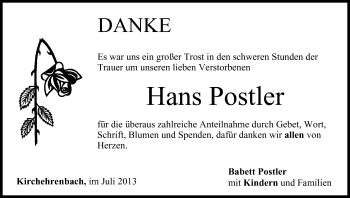 Anzeige von Hans Postler von MGO