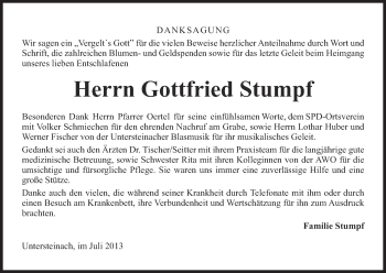 Anzeige von Gottfried Stumpf von MGO