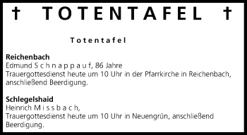 Anzeige von Totentafel vom 20.07.2013 von MGO