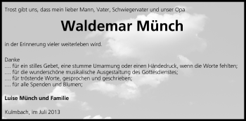 Anzeige von Waldemar Münch von MGO