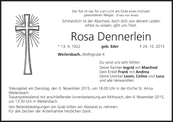Anzeige von Rosa Dennerlein von MGO
