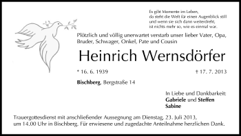 Anzeige von Heinrich Wernsdörfer von MGO