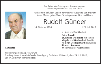 Anzeige von Rudolf Günder von MGO