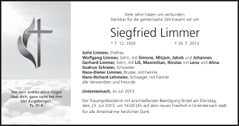 Anzeige von Siegfried Limmer von MGO