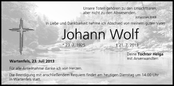 Anzeige von Johann Wolf von MGO