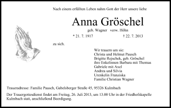 Anzeige von Anna Gröschel von MGO