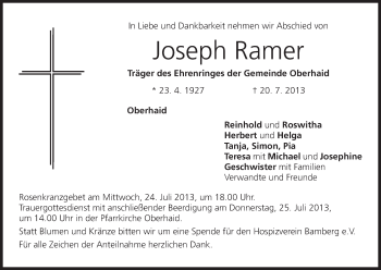 Anzeige von Joseph Ramer von MGO