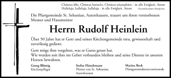Anzeige von Rudolf Heinlein von MGO