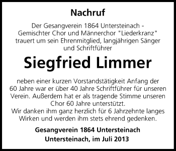 Anzeige von Siegfried Limmer von MGO
