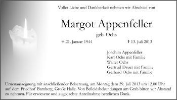 Anzeige von Margot Appenfeller von MGO