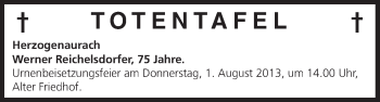 Anzeige von Totentafel vom 26.07.2013 von MGO