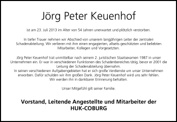 Anzeige von Jörg-Peter Keuenhof von MGO