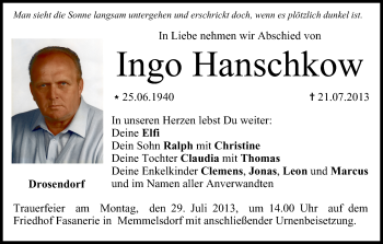 Anzeige von Ingo Hanschkow von MGO