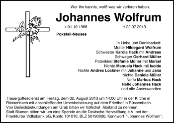 Anzeige von Johannes Wolfrum von MGO